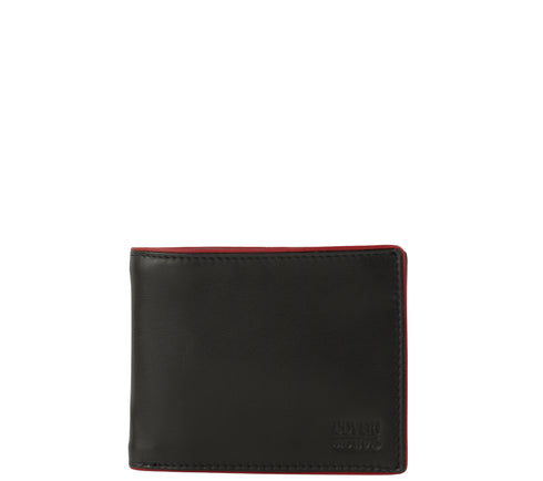 Portofel casual, barbati, COVERI, 1120 negru-rosu, piele naturala